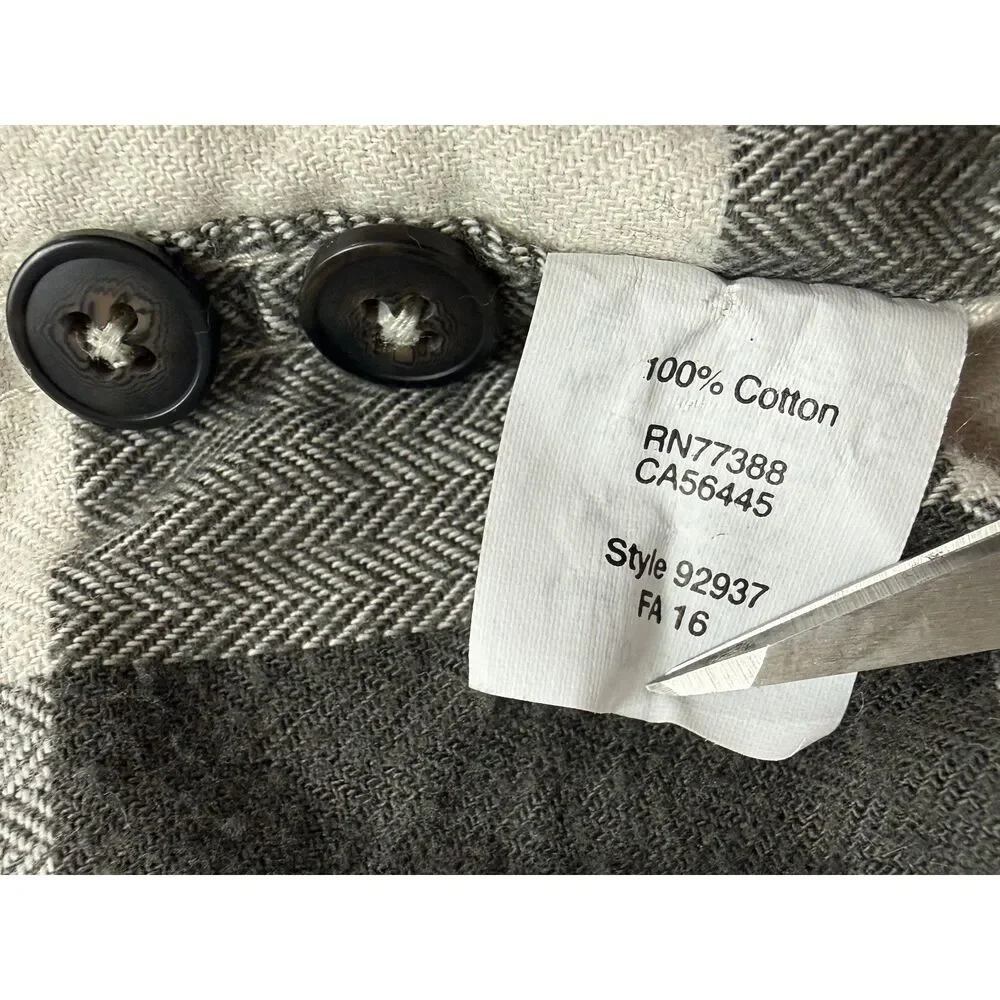 J.Crew Flannel Shirt Men’s XL Slim Fit Black White Buffalo Plaid Button Up